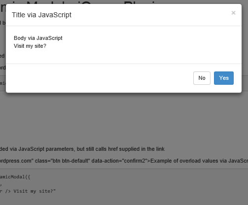 Example 2 : Default action with JavaScript overload text